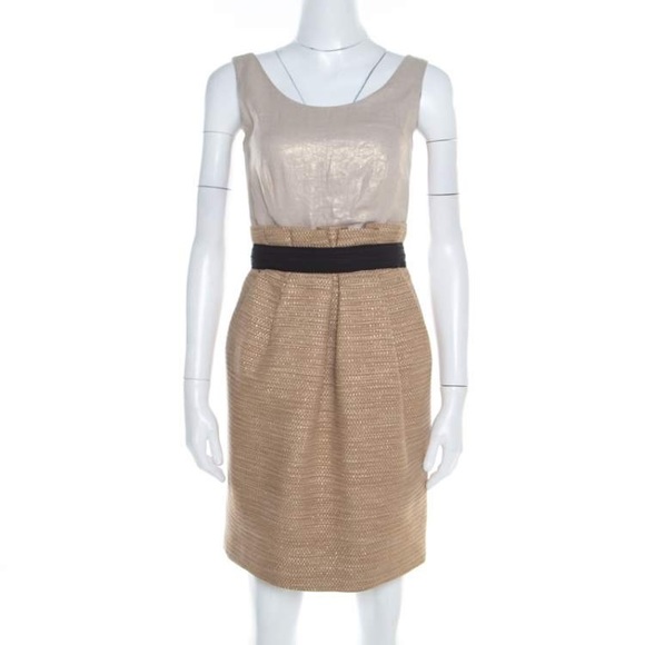 Dolce & Gabbana (D&G) Gold Foil Sleeveless Tweed Dress Sz 40 - Picture 5 of 8